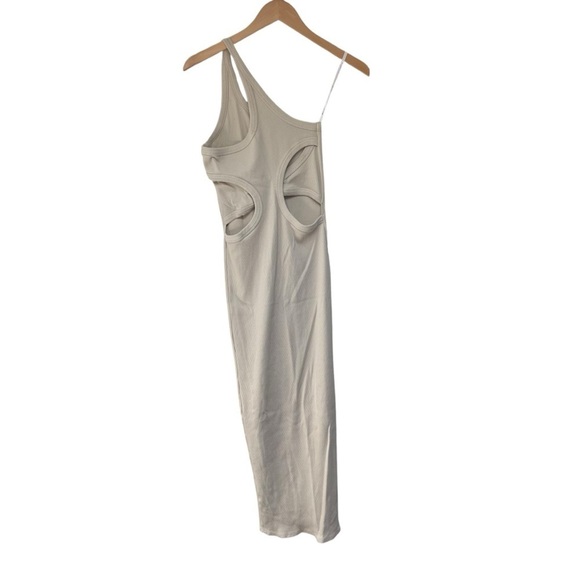 The Line by K Gael Asymmetrical One Shoulder Ribbed Maxi Dress in Oat Tan M - Picture 4 of 8